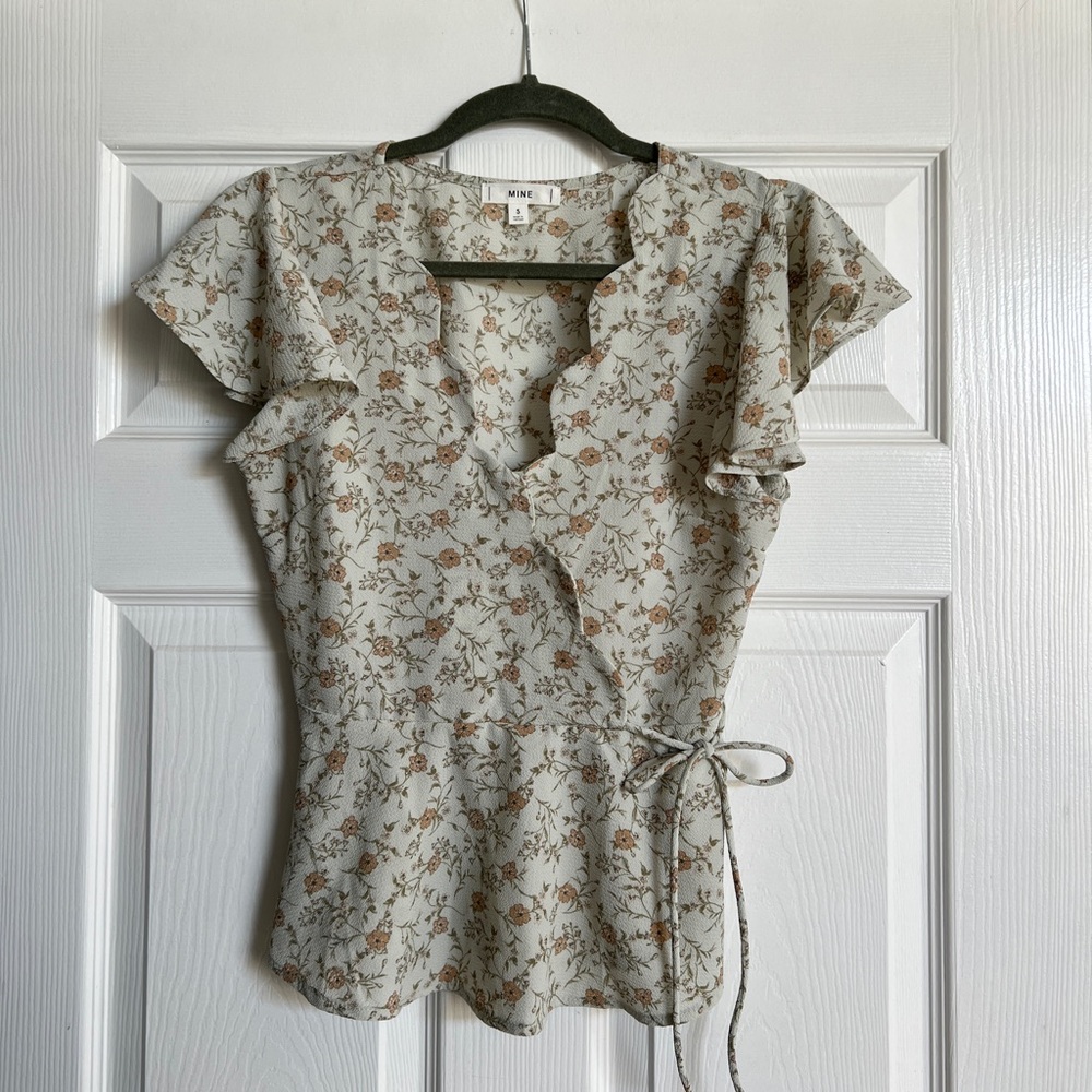 Floral Peplum Wrap Blouse